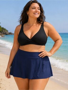Lands’ End Navy Swim Skirt Size 16W Tummy Control Modest Plus Size Swim Bottom